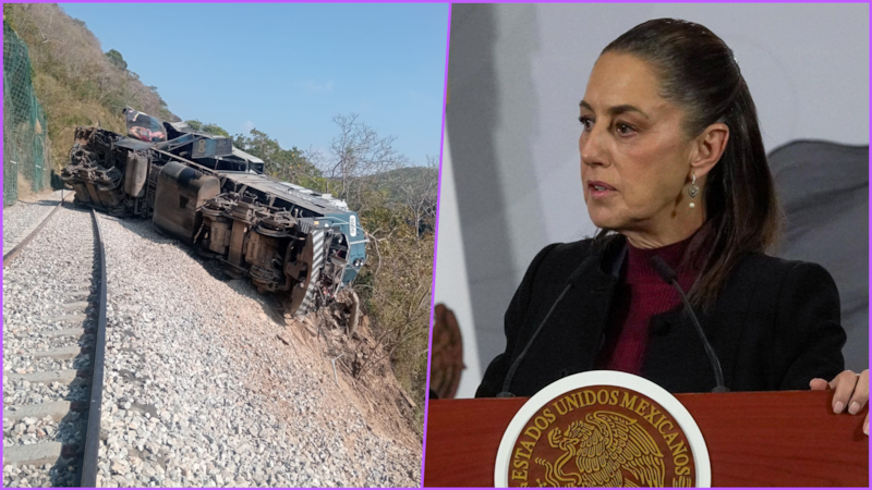 Sheinbaum reacciona al descarrilamiento de un tren del Corredor Interoceánico