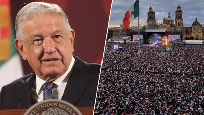 El presidente disfrutó el concierto de Grupo Firme en el Zócalo