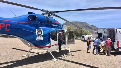 Tras valoraciones médicas se decidió llevar a los menores en helicóptero al hospital de Pachuca