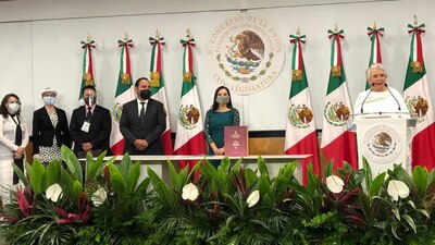 Olga Sánchez Cordero, secretaria de Gobernación, entregó el documento en la Cámara de Diputados