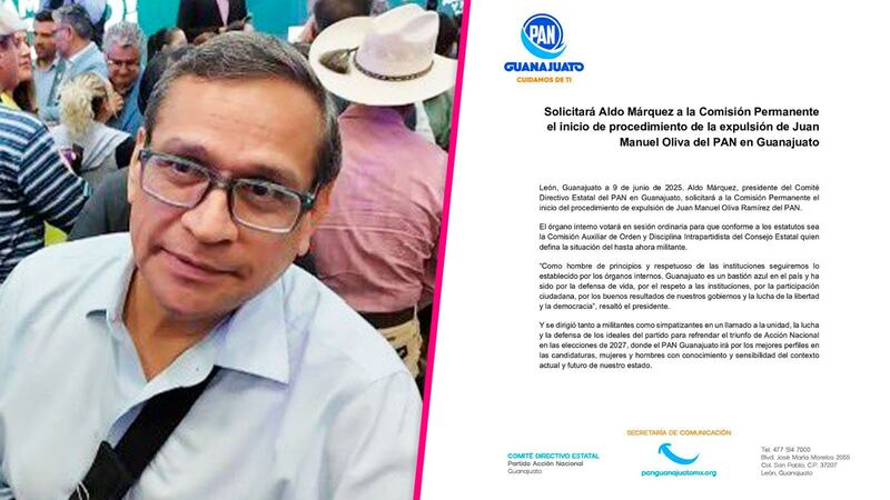 Juan Manuel Oliva, exgobernador de Guanajuato, renuncia al PAN tras solicitud de expulsión