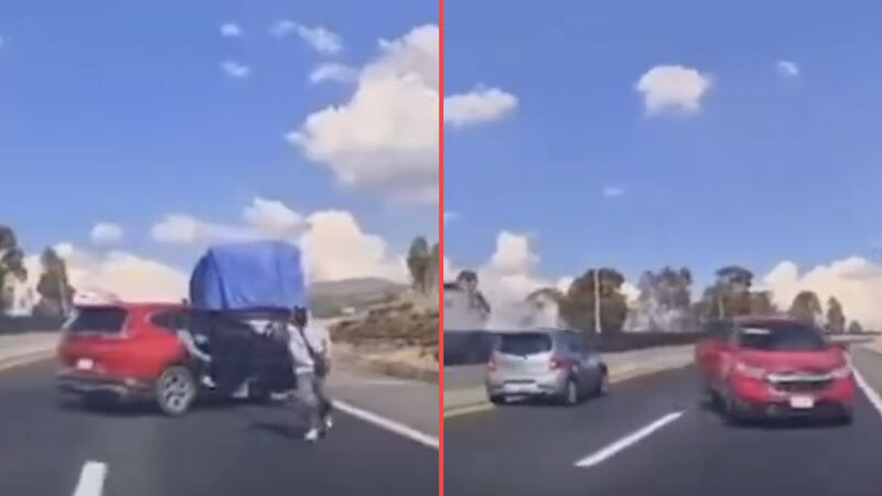 VIDEO: ¡Por poco! Familia huye de asaltantes en la carretera México-Texcoco