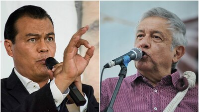 Juan Zepeda, del PRD, y Andrés Manuel López Obrador, de Morena