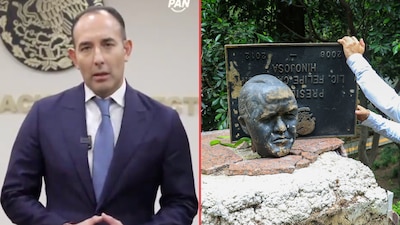 Denuncian ante FGR a responsables y custodios de Los Pinos por daños a estatua de Felipe Calderón