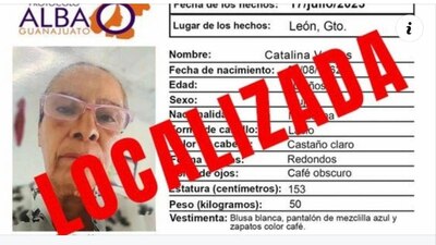 Catalina Vargas fue encontrada con vida, aunque no se precisa el lugar donde se ubicó