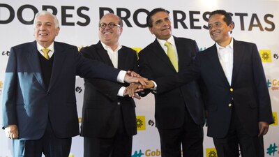 Arturo Nuñez de Tabasco, Graco Ramírez de Morelos, Silvano Aureoles de Michoacán y Carlos Joaquín de Quintana Roo