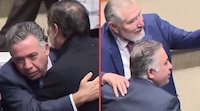 Entre abrazos, Fernández Noroña y Adán Augusto reciben a Inzunza tras su regreso al Senado