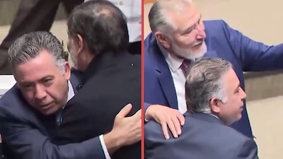 Entre abrazos, Noroña y Adán Augusto reciben a Inzunza tras su regreso al Senado
