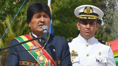 El presidente boliviano Evo Morales ofreció un discurso por el Día del Mar