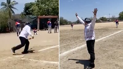 El presidente hizo una parada en su gira por Sinaloa para jugar 'beis'.