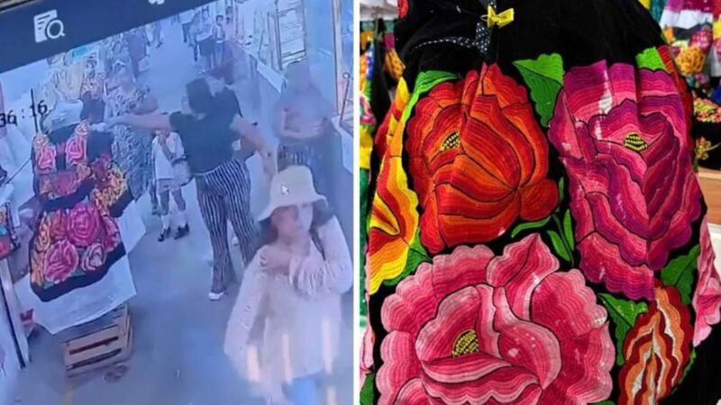 VIDEO: Mujeres destruyen con cloro trajes tradicionales de más de 35 mil pesos