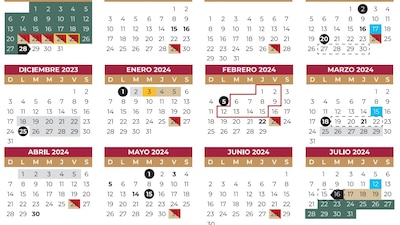 El calendario escolar 2023.2024 incluye dos periodos vacacionales
