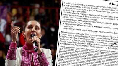 La revista 'Siempre' usó en su portada una imagen con la silueta de Sheinbaum y una esvástica