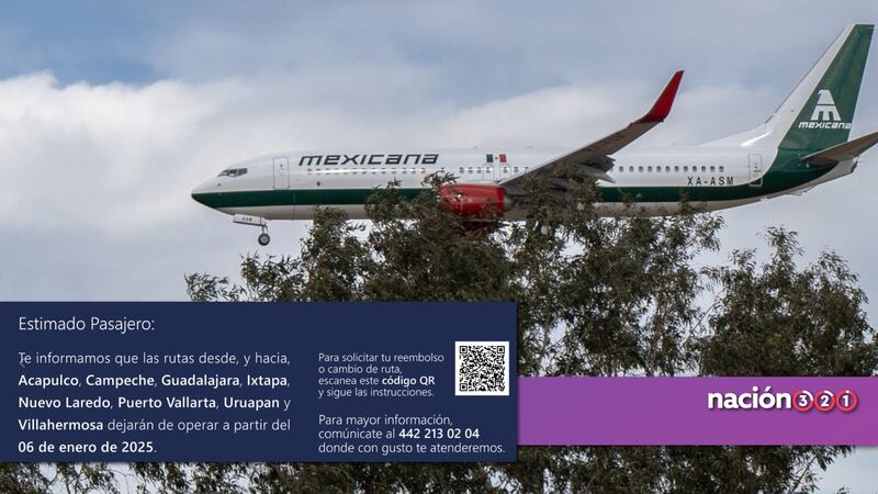 Mexicana de Aviación dejará de operar ocho rutas a partir del 6 de enero