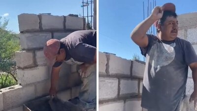 “Tiene que dejar la tomadera”, le dice uno de los albañiles al otro