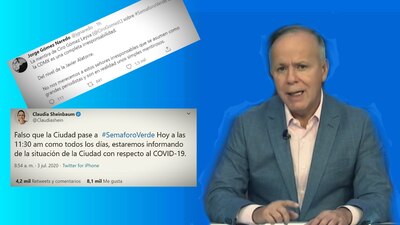 La jefa de Gobierno desmintió al comunicador respecto al semáforo epidemiológico de la CDMX