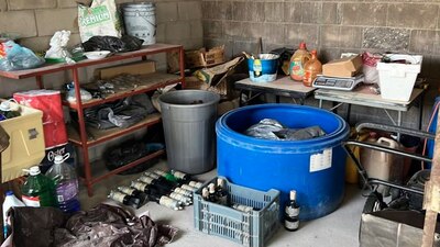 Se hallaron 7 kilos de pólvora, 7 kilos de azufre, 9 kilos de clorato de potasio