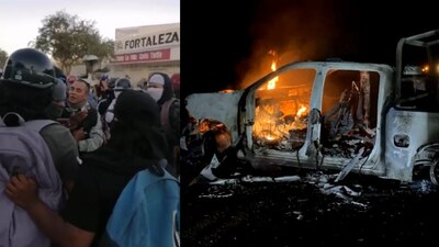 En protesta por el asesinato de uno de sus compañeros, además quemaron dos patrullas de la corporación