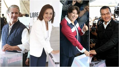 Alfredo del Mazo, Josefina Vázquez, Delfina Gómez y Juan Zepeda al emitir su voto