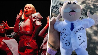 El fanático decoró al peluche de Dr. Simi con la leyenda “México te sigue amando”