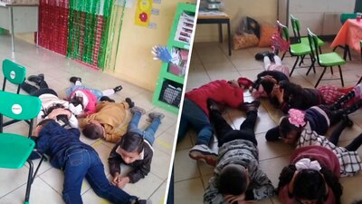 Tuvieron que resguardarse por las detonaciones afuera de escuela