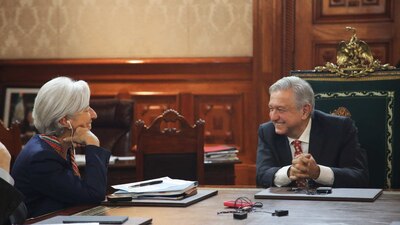 La directora del FMI y el presidente en Palacio Nacional