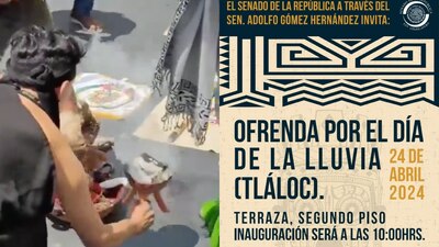 El legislador morenista Adolfo Gómez fue quien invitó al rito en honor a Tláloc
