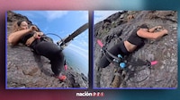 VIDEO: Ciclista queda al borde de la muerte tras resbalar en peligroso acantilado