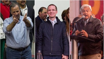 José Antonio Meade, Ricardo Anaya y Andrés Manuel López Obrador, precandidatos presidenciales