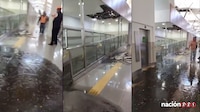 En plenos trabajos de remodelación, rotura de tubería genera fuga de agua en el AICM