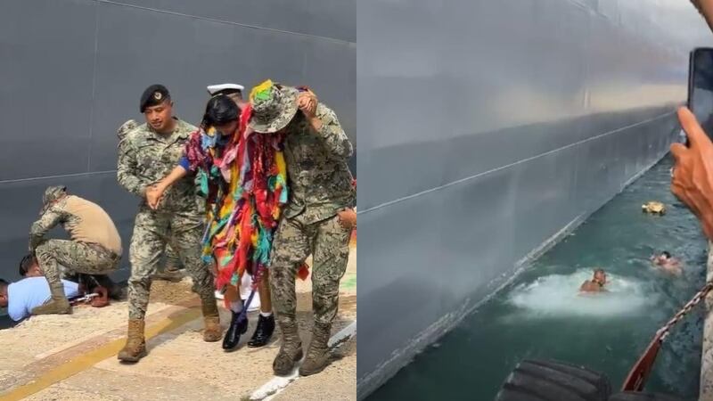 VIDEO: Bailarina cae al mar durante despedida de buques japoneses, en Acapulco