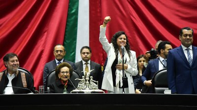 Dio un discurso en el que evocó frases del presidente López Obrador, como "sólo el pueblo puede salvar al pueblo"