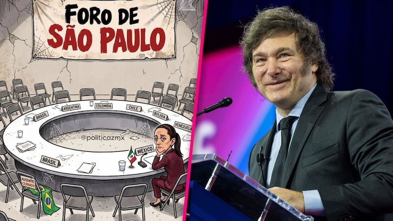 ¿Se burla de Sheinbaum? Milei comparte cartón sobre la reducción de la izquierda en Latinoamérica
