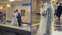 Captan a recién casados en plena sesión de fotos en el Metro Hidalgo