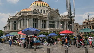 Los comerciantes se han distribuido en la explanada del recinto cultural