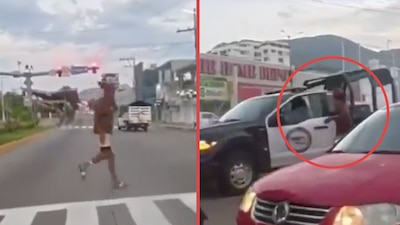 Hombre en presunta situación de calle aborda y se lleva patrulla de la SSPC en Acapulco