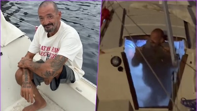 El hombre sin una pierna decidió recibir al huracán 'Milton' desde su barco