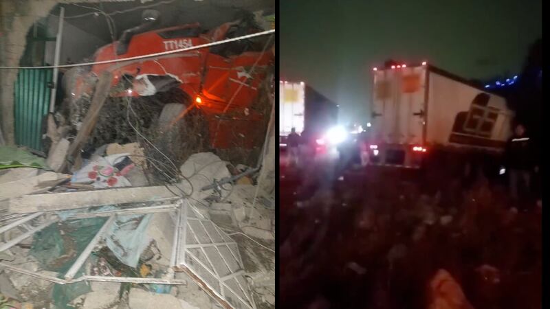 Tráiler pierde el control y se impacta en vivienda de Coyotepec, en carretera México-Querétaro