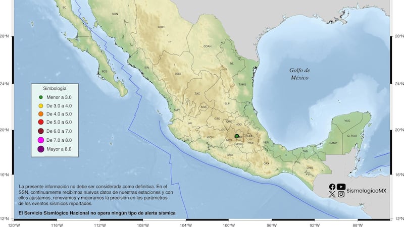 Se registran dos microsismos en Naucalpan, magnitud 2.3