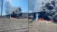 VIDEO: choque entre tren y pipa provoca incendio; hay cierre total de carretera en Querétaro