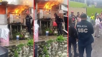 VIDEO: Policías apagan a ‘cubetazos’ incendio de un inmueble en Álvaro Obregón