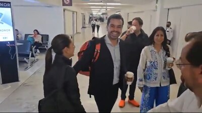 Así fue el encuentro entre Jorge Álvarez Máynez y Claudia Sheinbaum en el AICM