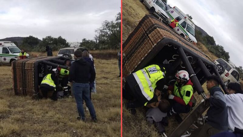 Se desploma globo aerostático con turistas extranjeros en el Edomex