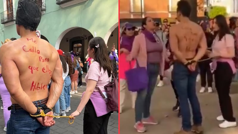 Hombre que marchaba como “aliado” en el 8M termina exhibido como deudor alimentario en Tlaxcala