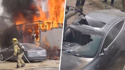 Al ciudadano se le hizo fácil colocar a cargar su auto directo al poste de luz