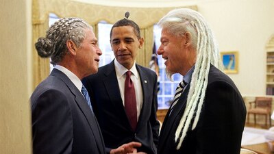 George Bush, Barack Obama y Bill Clinton con un nuevo estilo