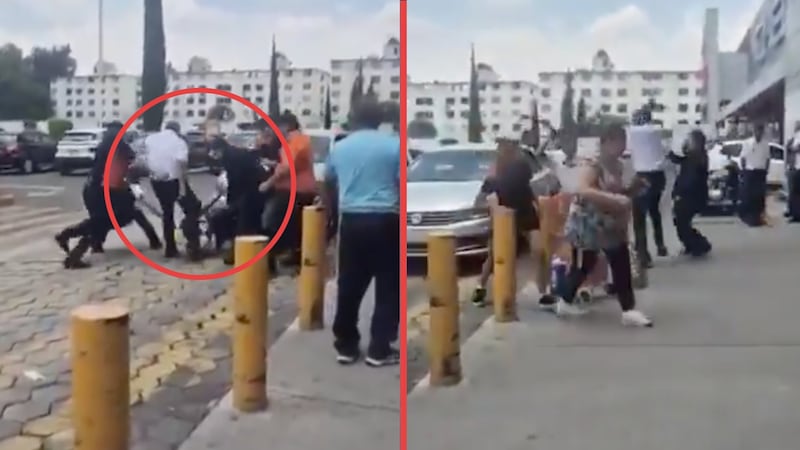 VIDEO: A patadas y palazos... así golpean vigilantes y personal de un Chedraui a un fardero