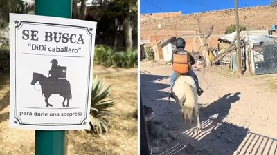 Ciudadanos graban y se toman fotos con el repartidor montado