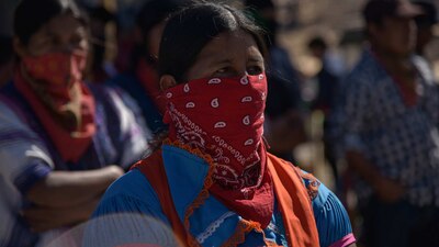 Mujeres miembros del EZLN, en San Cristobal, Chiapas