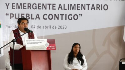 El gobernador de Puebla dio el banderazo de salida al programa de apoyo por la pandemia del coronavirus